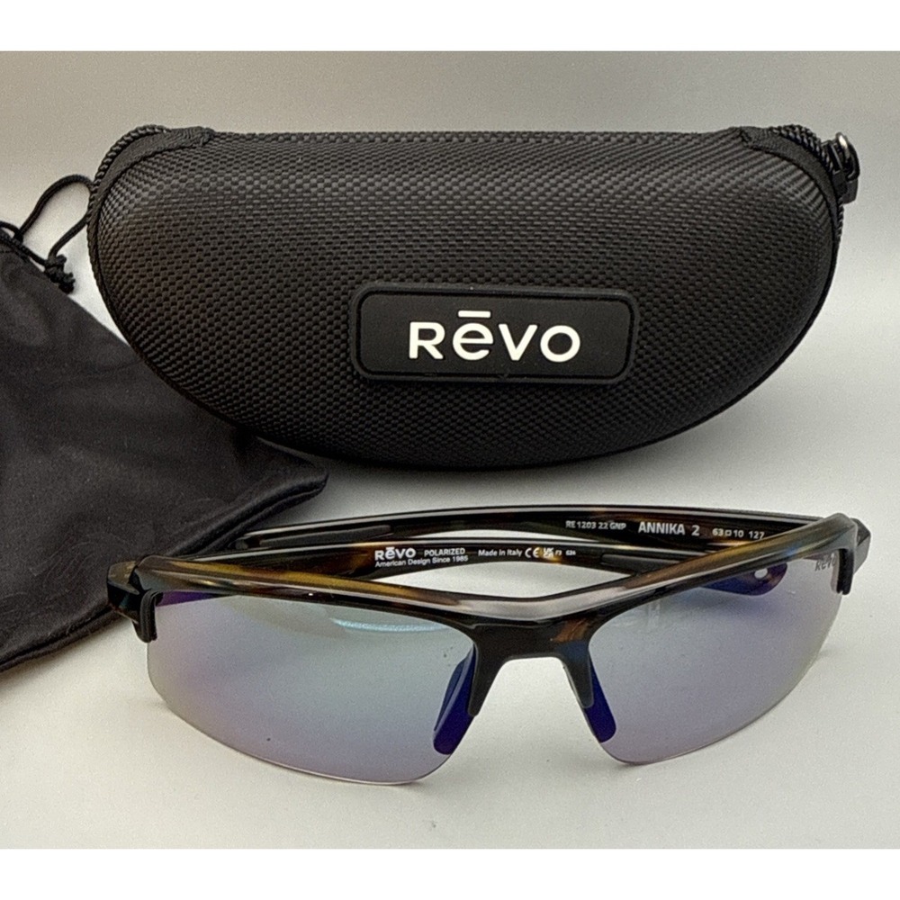 Revo Annika 2 Authentic Polarized Tortoise Wrap Sunglasses RE120322 & 2 Cases